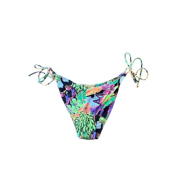 NEW Its Now Cool The 90s Tie Up String Bikini Bottom Pant Neon Biarritz Size 10 - Picture 6 of 10